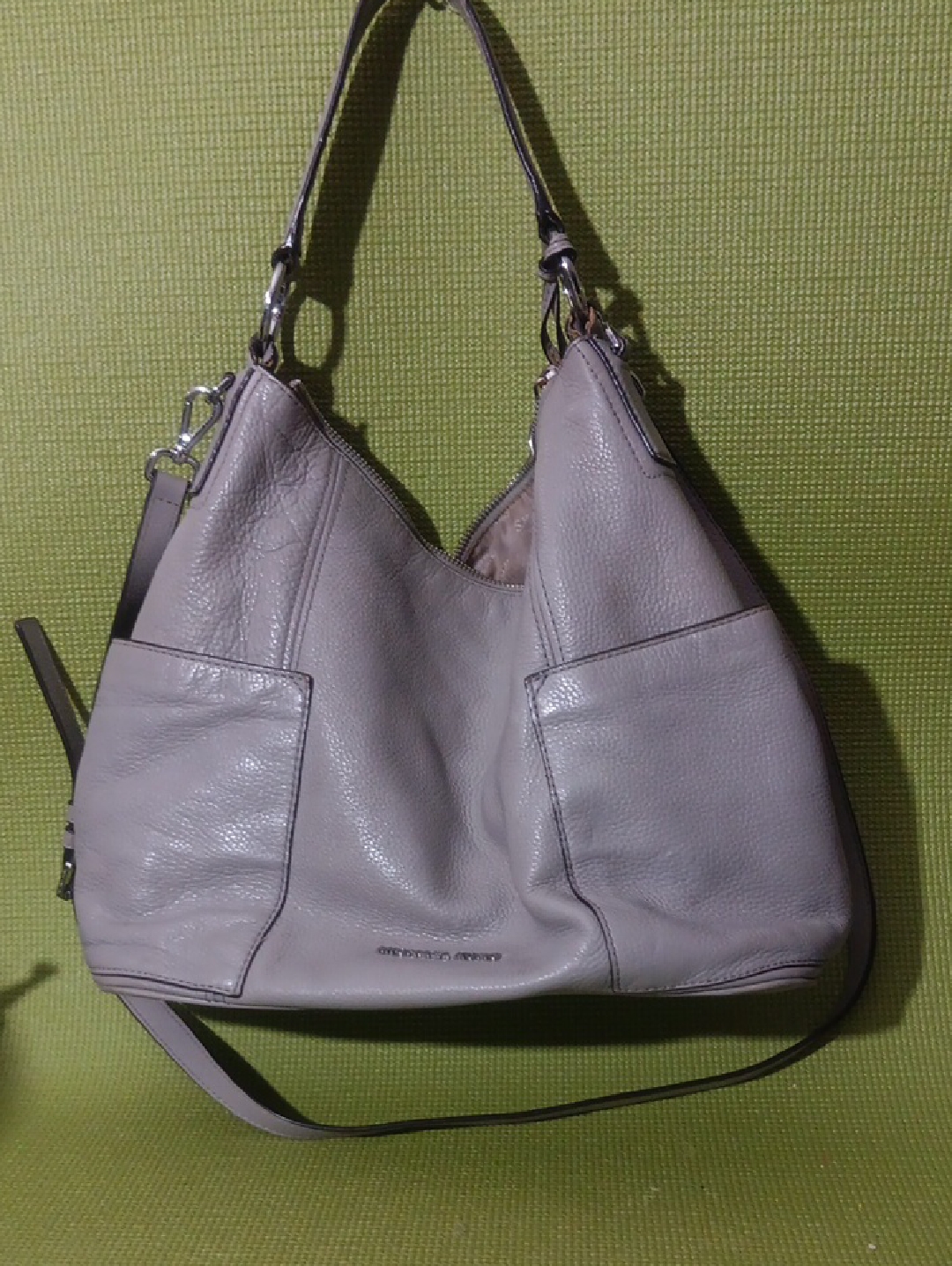 Michael Kors Taupe Pebbled Leather Shoulder Hobo